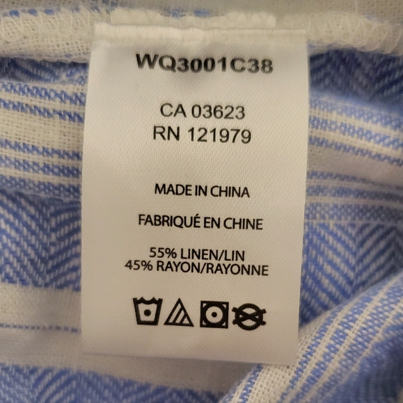 (4/$20) Blue and White High Waist Striped Shorts with Belt - Picture 4 of 4